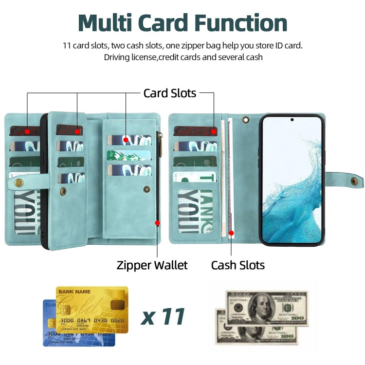 For Samsung Galaxy A71 5G Zipper Wallet Detachable MagSafe Leather Phone Case(Blue) - Galaxy Phone Cases by PMC TechLife | Online Shopping South Africa | PMC TechLife