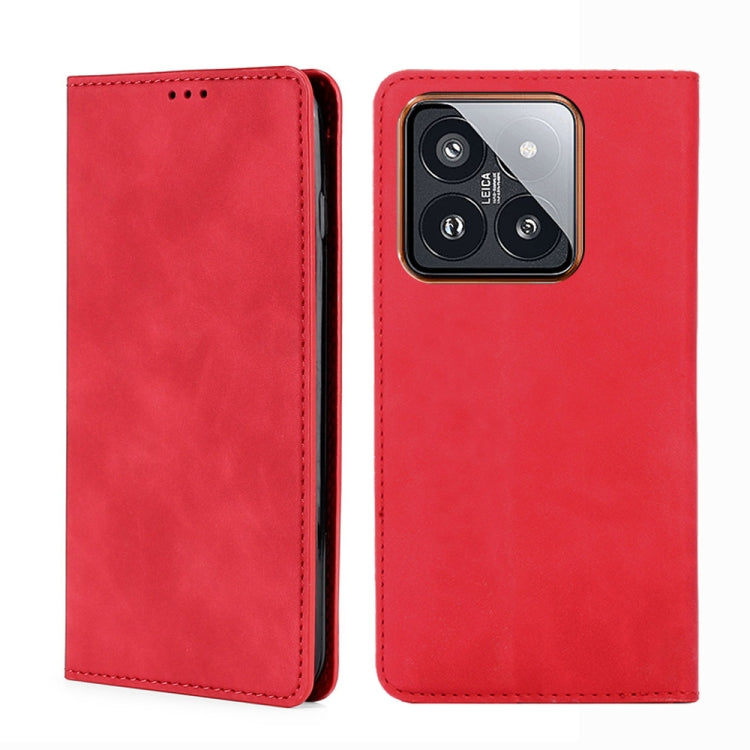 For Xiaomi 14 Pro Skin Feel Magnetic Leather Phone Case(Red) - 14 Pro Cases by PMC Jewellery | Online Shopping South Africa | PMC Jewellery | Buy Now Pay Later Mobicred