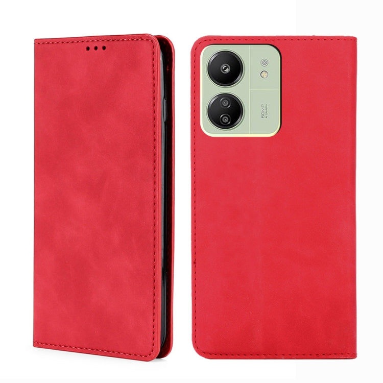 For Xiaomi Redmi 13C Skin Feel Magnetic Leather Phone Case(Red) - 13C Cases by PMC Jewellery | Online Shopping South Africa | PMC Jewellery | Buy Now Pay Later Mobicred