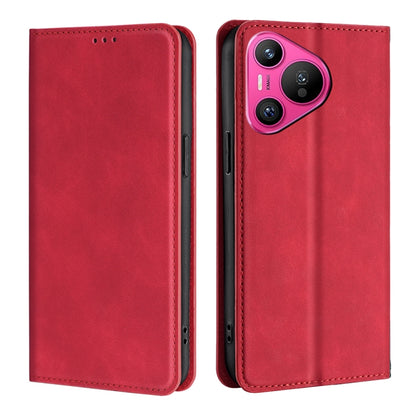 For Huawei Pura 70 Skin Feel Magnetic Leather Phone Case(Red) - Huawei Cases by PMC Jewellery | Online Shopping South Africa | PMC Jewellery | Buy Now Pay Later Mobicred