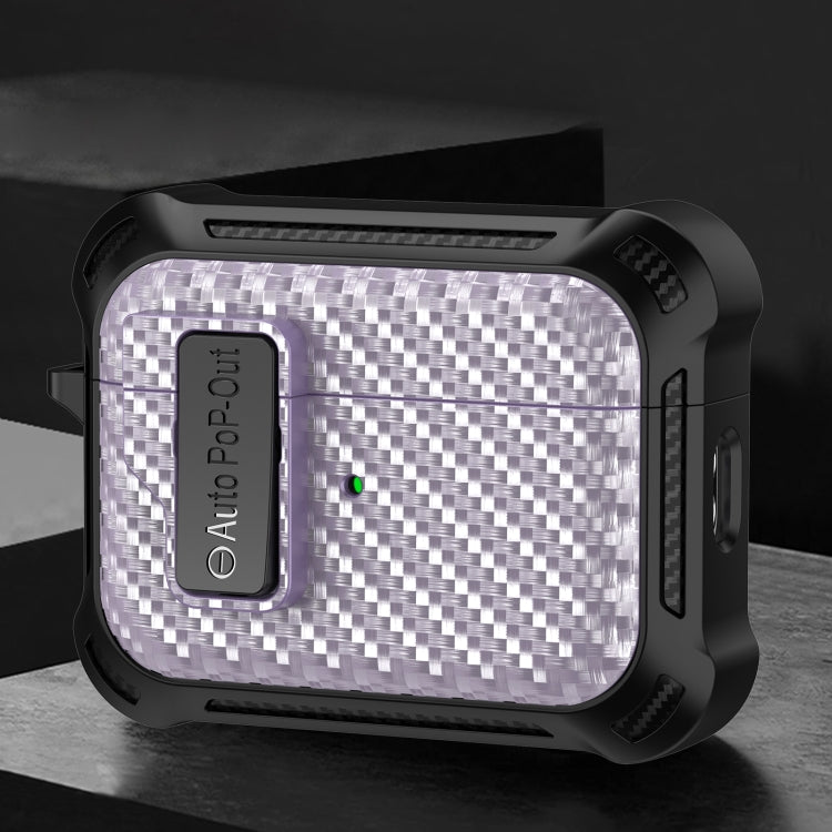 For AirPods Pro Alpha Carbon Fiber Wireless Bluetooth Earphone Protective Case(Purple) - For AirPods Pro by PMC Jewellery | Online Shopping South Africa | PMC Jewellery | Buy Now Pay Later Mobicred