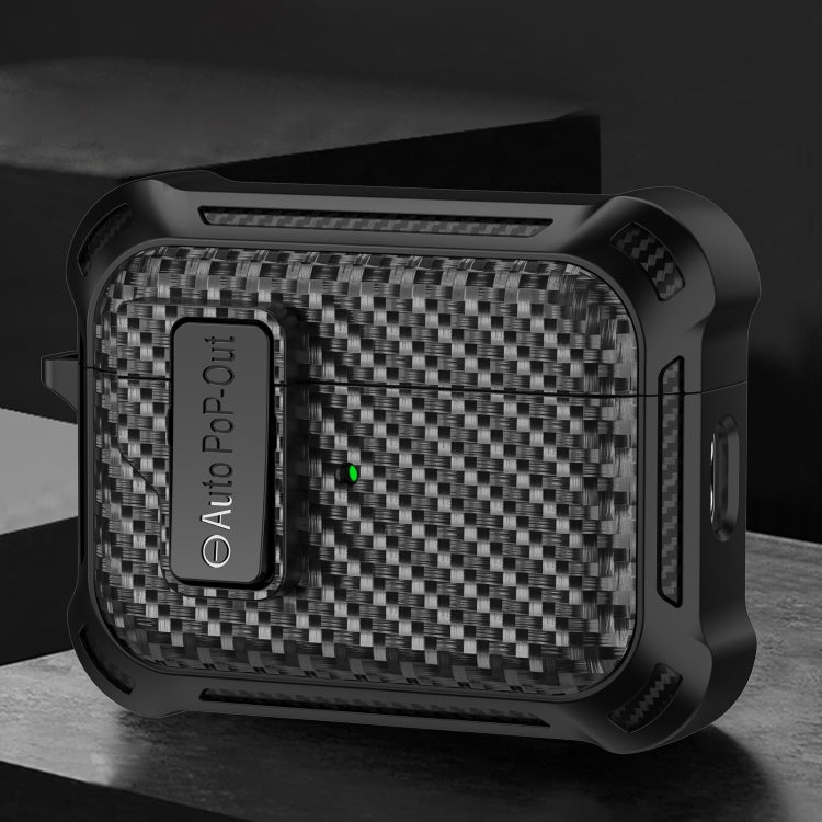 For AirPods 3 Alpha Carbon Fiber Wireless Bluetooth Earphone Protective Case(Black) - For AirPods 3 by PMC TechLife | Online Shopping South Africa | PMC TechLife | Buy Now Pay Later Mobicred