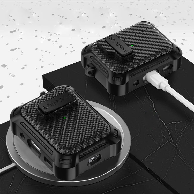 For AirPods 3 Alpha Carbon Fiber Wireless Bluetooth Earphone Protective Case(Black) - For AirPods 3 by PMC TechLife | Online Shopping South Africa | PMC TechLife | Buy Now Pay Later Mobicred