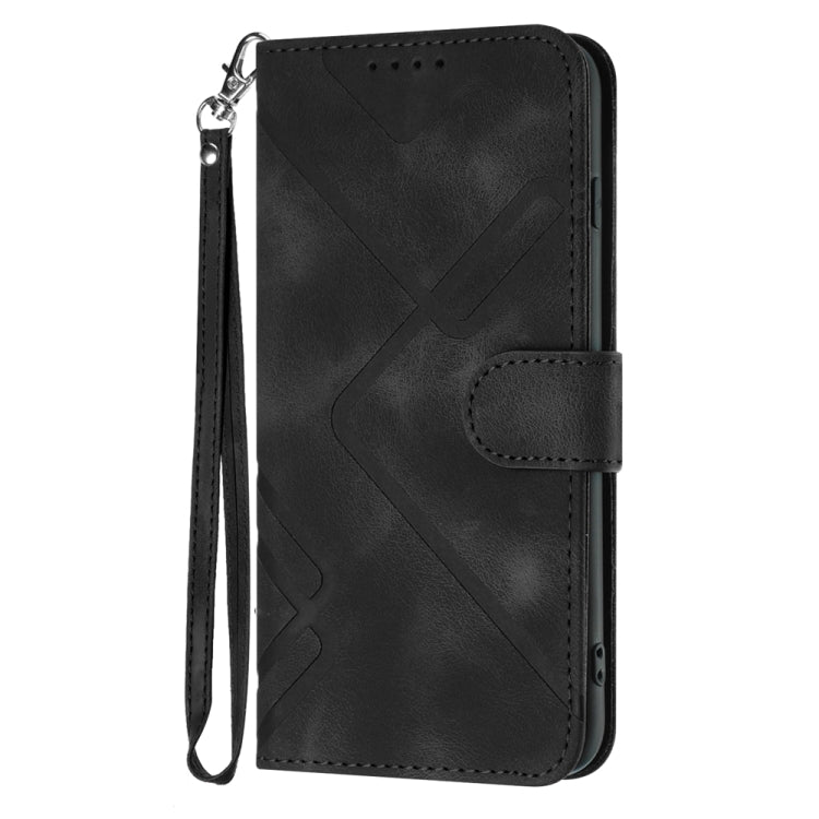 For iPhone 16 Pro Line Pattern Skin Feel Leather Phone Case(Black) - iPhone 16 Pro Cases by PMC TechLife | Online Shopping South Africa | PMC TechLife | Buy Now Pay Later Mobicred