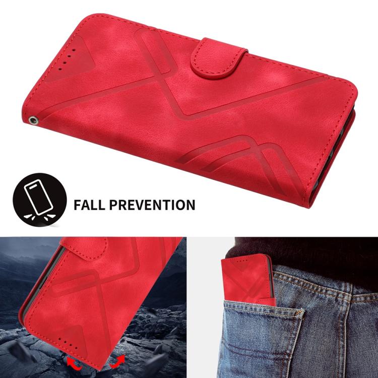 For iPhone 17 Pro Max Line Pattern Skin Feel Leather Phone Case(Red) - free shipping - PMc TechLife - Order now!