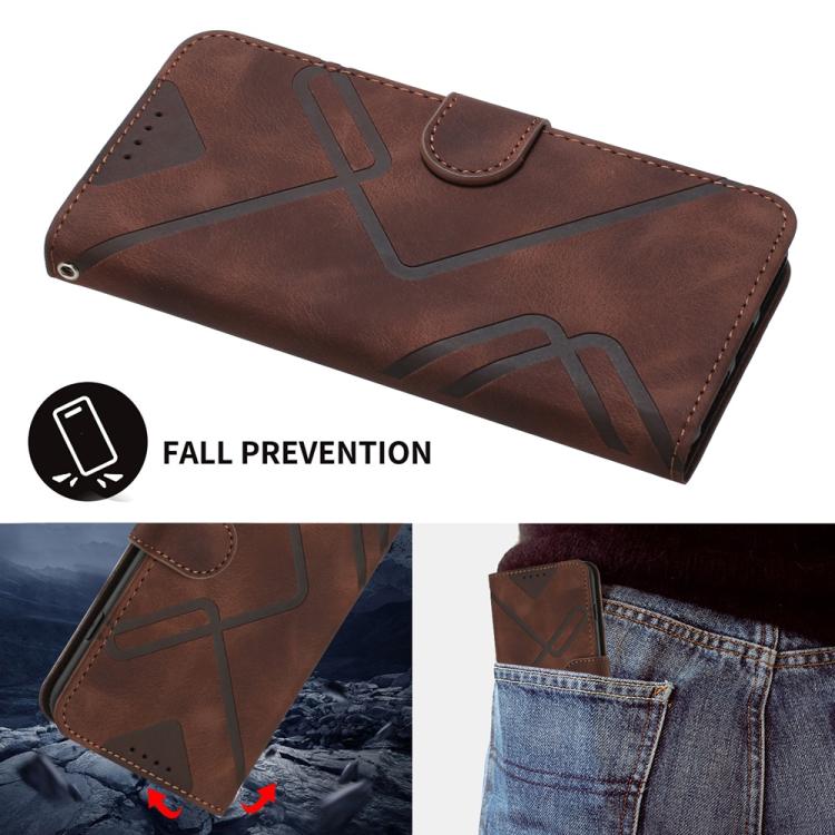 For iPhone 17 Pro Line Pattern Skin Feel Leather Phone Case(Coffee) - free shipping - PMc TechLife - Order now!