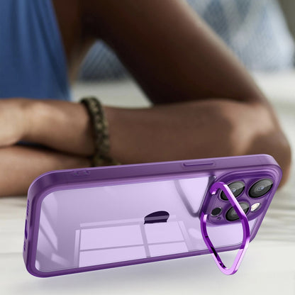 For iPhone 15 Invisible Lens Bracket Matte Transparent MagSafe Phone Case(Purple) - iPhone 15 Cases by PMC Jewellery | Online Shopping South Africa | PMC Jewellery