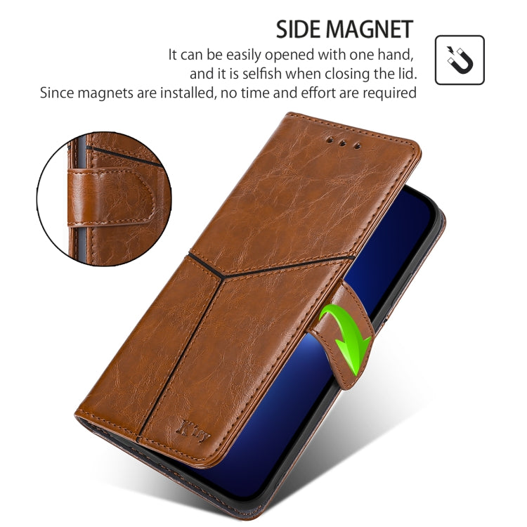 For Honor Magic6 Pro Geometric Stitching Leather Phone Case(Light Brown) - Honor Cases by PMC Jewellery | Online Shopping South Africa | PMC Jewellery | Buy Now Pay Later Mobicred