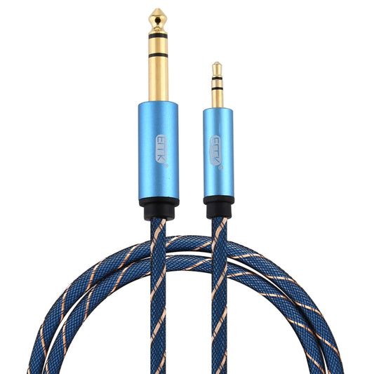 EMK 3.5mm Jack Male to 6.35mm Jack Male Gold Plated Connector Nylon Braid AUX Cable for Computer / X-BOX / PS3 / CD / DVD, Cable Length:1m(Dark Blue) - Audio Optical Cables by EMK | Online Shopping South Africa | PMC Jewellery | Buy Now Pay Later Mobicred