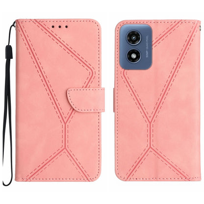 For Motorola Moto G Play 5G 2024 Stitching Embossed Leather Phone Case(Pink) - Motorola Cases by PMC Jewellery | Online Shopping South Africa | PMC Jewellery | Buy Now Pay Later Mobicred