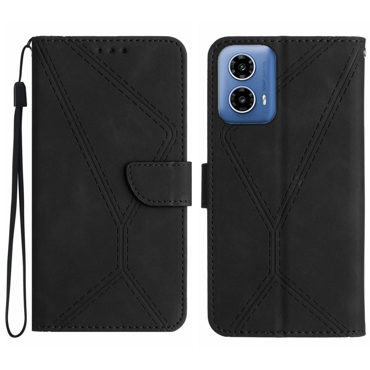 For Motorola Moto G Stylus 5G 2024 Stitching Embossed Leather Phone Case(Black) - Motorola Cases by PMC Jewellery | Online Shopping South Africa | PMC Jewellery | Buy Now Pay Later Mobicred