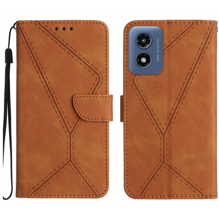 For Motorola Moto E14 Stitching Embossed Leather Phone Case(Brown) - free shipping - PMC TechLife - Order now!