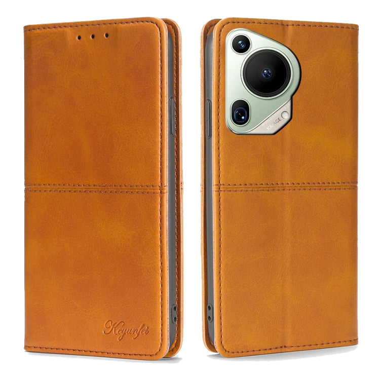 For Huawei Pura 70 Ultra 5G Cow Texture Magnetic Leather Phone Case(Light Brown) - Huawei Cases by PMC Jewellery | Online Shopping South Africa | PMC Jewellery | Buy Now Pay Later Mobicred