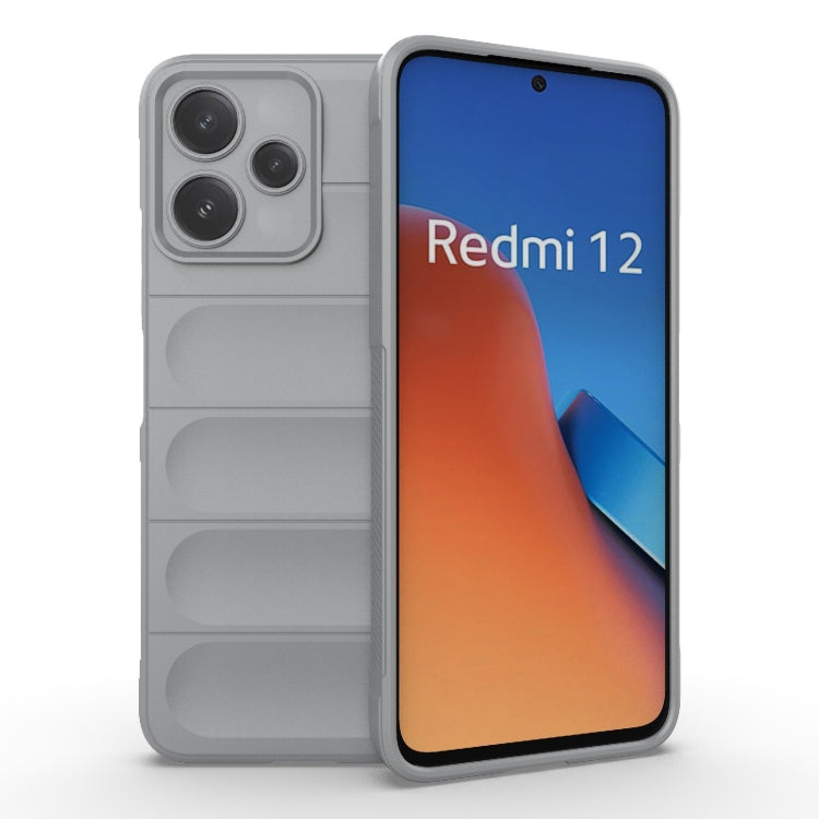 For Xiaomi Redmi 12 5G Magic Shield TPU + Flannel Phone Case(Grey) - Xiaomi Cases by PMC TechLife | Online Shopping South Africa | PMC TechLife | Buy Now Pay Later Mobicred