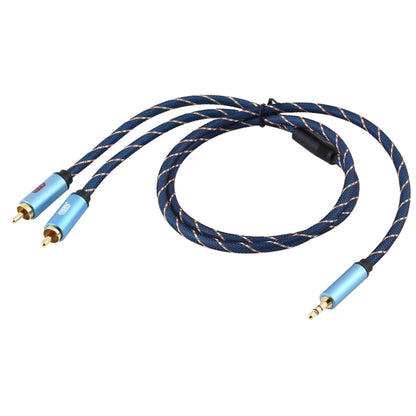 EMK 3.5mm Jack Male to 2 x RCA Male Gold Plated Connector Speaker Audio Cable, Cable Length:1m(Dark Blue) - Audio Optical Cables by EMK | Online Shopping South Africa | PMC Jewellery | Buy Now Pay Later Mobicred