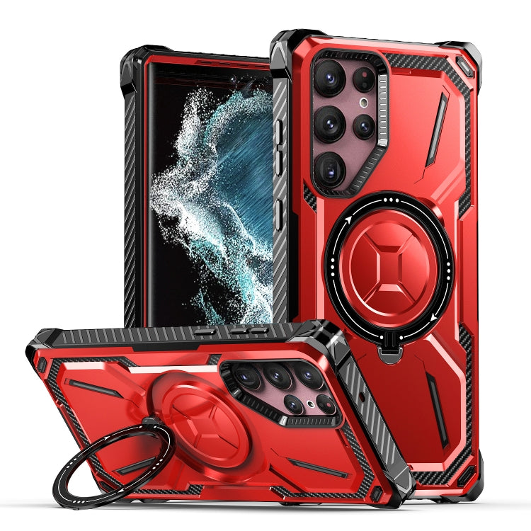 For Samsung Galaxy S22 Ultra 5G Armor Series Holder Phone Case(Red) - Galaxy S22 Ultra 5G Cases by PMC Jewellery | Online Shopping South Africa | PMC Jewellery