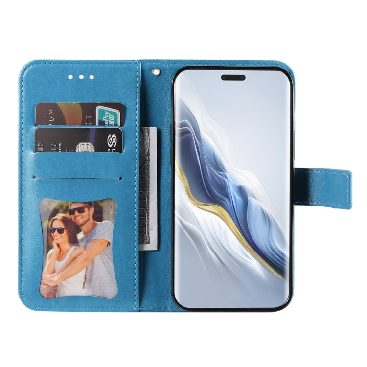 For Honor Magic6 Pro Seven-petal Flowers Embossing Leather Phone Case(Blue) - Honor Cases by PMC Jewellery | Online Shopping South Africa | PMC Jewellery | Buy Now Pay Later Mobicred