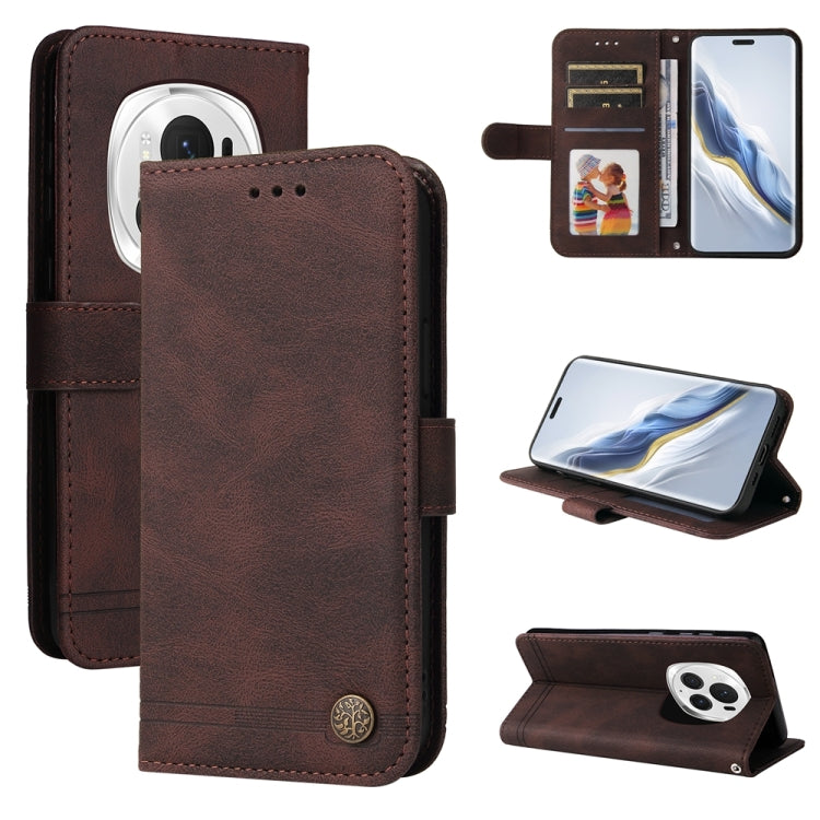 For Honor Magic6 Pro Skin Feel Life Tree Metal Button Leather Phone Case(Brown) - Honor Cases by PMC Jewellery | Online Shopping South Africa | PMC Jewellery | Buy Now Pay Later Mobicred