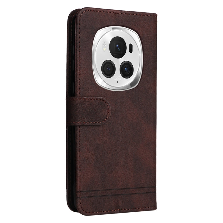 For Honor Magic6 Pro Skin Feel Life Tree Metal Button Leather Phone Case(Brown) - Honor Cases by PMC Jewellery | Online Shopping South Africa | PMC Jewellery | Buy Now Pay Later Mobicred