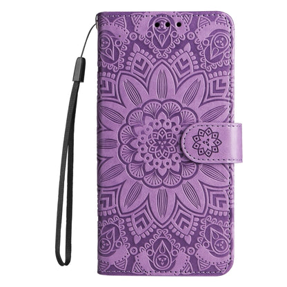 For Honor Magic6 Pro Embossed Sunflower Leather Phone Case(Purple) - Honor Cases by PMC Jewellery | Online Shopping South Africa | PMC Jewellery | Buy Now Pay Later Mobicred