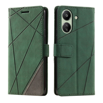 For Xiaomi Redmi 13C Skin Feel Splicing Leather Phone Case(Green) - 13C Cases by PMC Jewellery | Online Shopping South Africa | PMC Jewellery