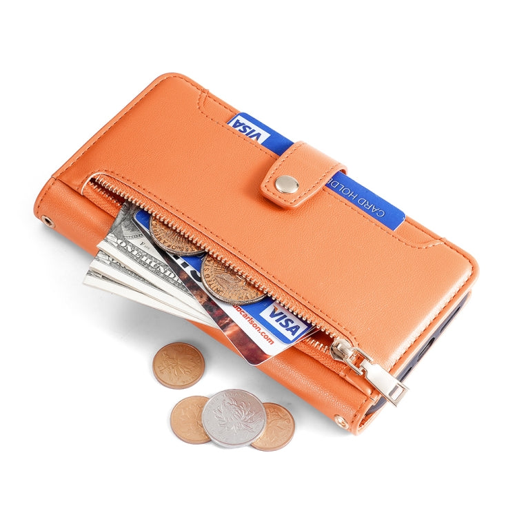 For Nokia G11 Plus Lite Sheep Texture Cross-body Zipper Wallet Leather Phone Case(Orange) - Nokia Cases by PMC TechLife | Online Shopping South Africa | PMC TechLife | Buy Now Pay Later Mobicred