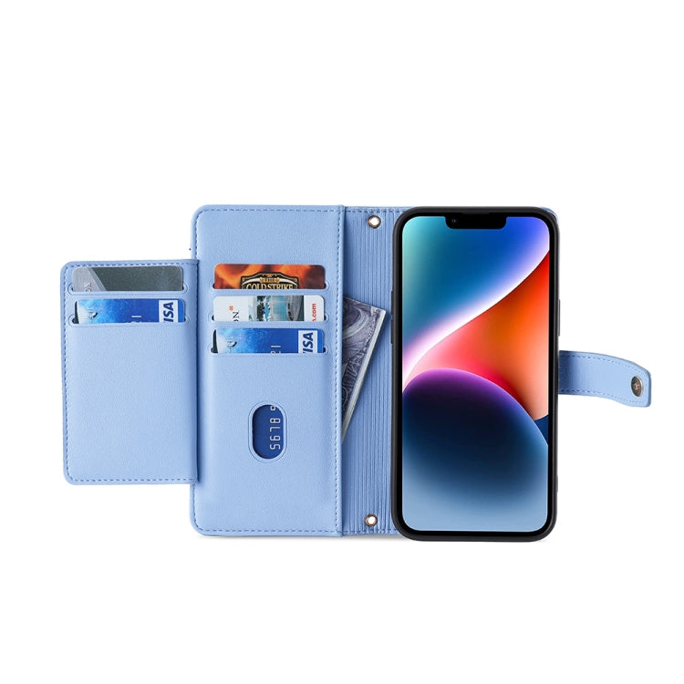 For Nokia G11 Plus Lite Sheep Texture Cross-body Zipper Wallet Leather Phone Case(Blue) - free shipping - PMC TechLife - Order now!