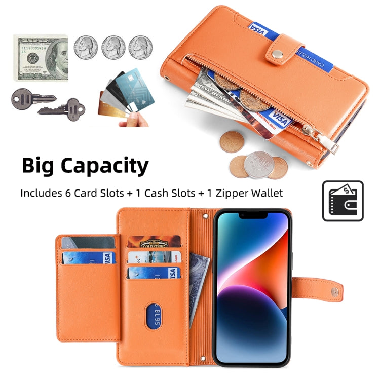 For Huawei Pura 70 Pro / 70 Pro+ 5G Sheep Texture Cross-body Zipper Wallet Leather Phone Case(Orange) - Huawei Cases by PMC Jewellery | Online Shopping South Africa | PMC Jewellery | Buy Now Pay Later Mobicred