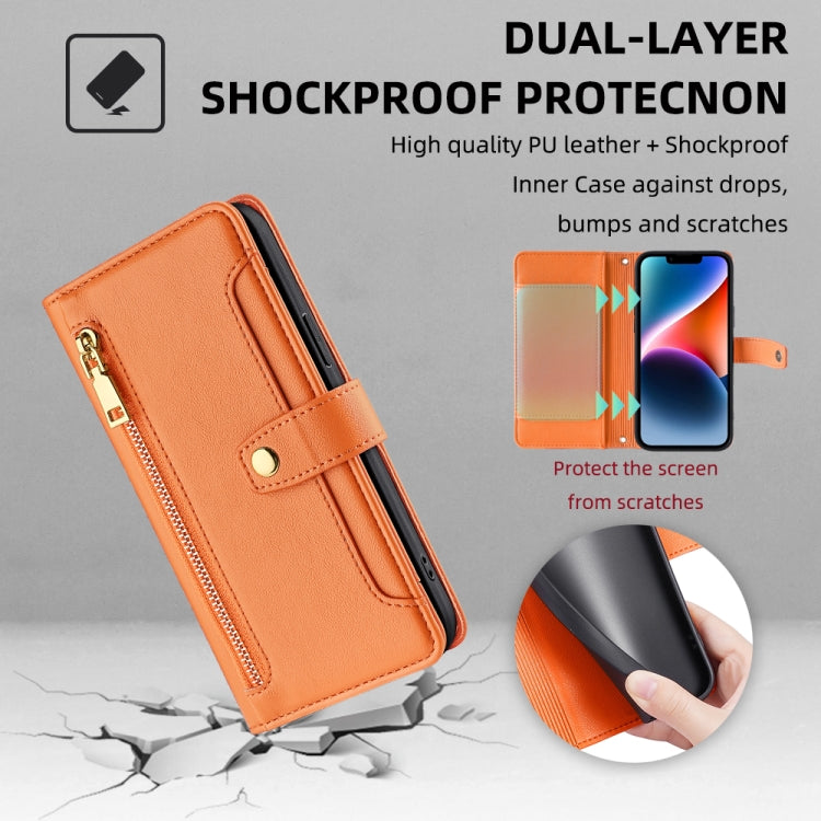 For Huawei Pura 70 Pro / 70 Pro+ 5G Sheep Texture Cross-body Zipper Wallet Leather Phone Case(Orange) - Huawei Cases by PMC Jewellery | Online Shopping South Africa | PMC Jewellery | Buy Now Pay Later Mobicred