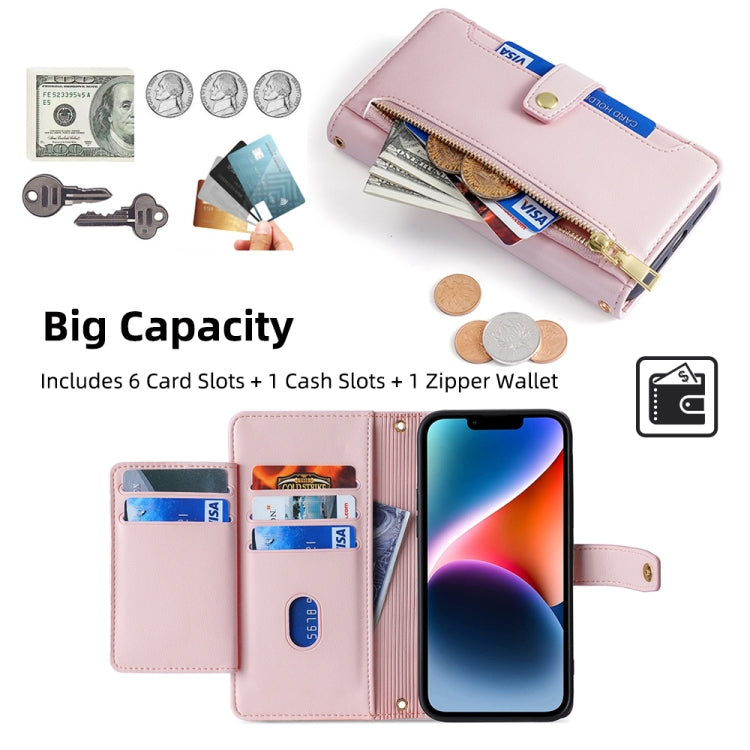 For Huawei Pura 70 Pro / 70 Pro+ 5G Sheep Texture Cross-body Zipper Wallet Leather Phone Case(Pink) - Huawei Cases by PMC Jewellery | Online Shopping South Africa | PMC Jewellery | Buy Now Pay Later Mobicred