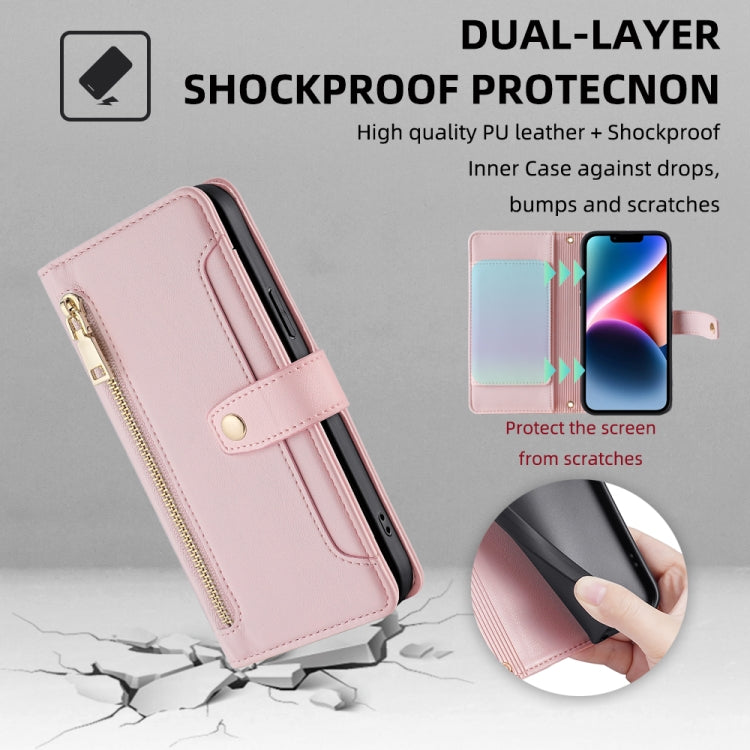 For Huawei Pura 70 Pro / 70 Pro+ 5G Sheep Texture Cross-body Zipper Wallet Leather Phone Case(Pink) - Huawei Cases by PMC Jewellery | Online Shopping South Africa | PMC Jewellery | Buy Now Pay Later Mobicred