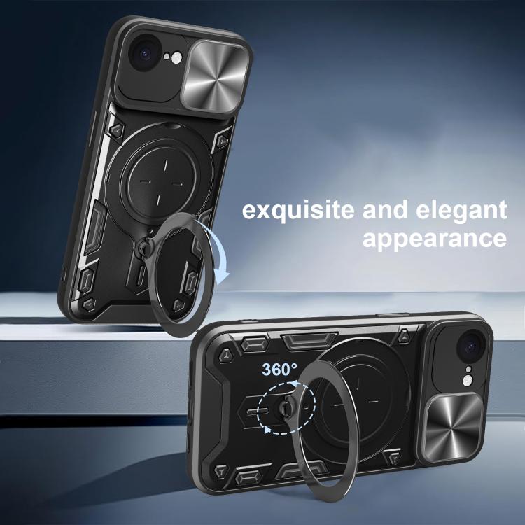 For iPhone 16e CD Texture Sliding Camshield Magnetic Holder Phone Case(Blue) - iPhone 16e Cases by PMC TechLife | Online Shopping South Africa | PMC TechLife | Buy Now Pay Later Mobicred