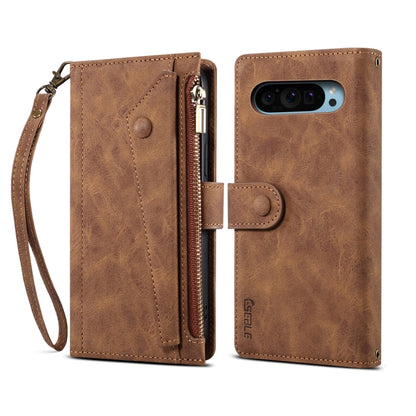 For Google Pixel 9 / 9 Pro ESEBLE Retro Frosted RFID Flip Leather Phone Case(Brown) - Google Cases by ESEBLE | Online Shopping South Africa | PMC Jewellery | Buy Now Pay Later Mobicred