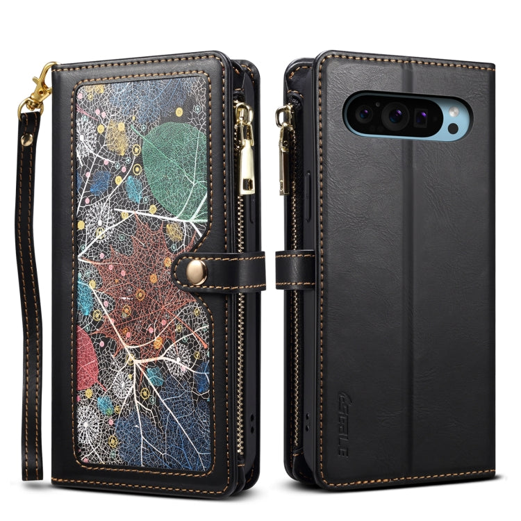 For Google Pixel 9 / 9 Pro ESEBLE Star Series Lanyard Zipper Wallet RFID Leather Case(Black) - Google Cases by ESEBLE | Online Shopping South Africa | PMC Jewellery | Buy Now Pay Later Mobicred