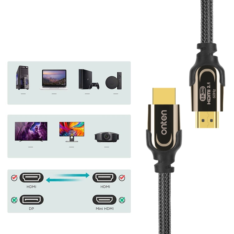 Onten HD180 HDMI 2.1 Version 8K HD Audio Cable, Length:3m(Black) - free shipping - PMC Jewellery - Order now!