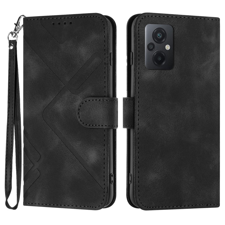 For Xiaomi Poco M5 Line Pattern Skin Feel Leather Phone Case(Black) - Xiaomi Cases by PMC TechLife | Online Shopping South Africa | PMC TechLife | Buy Now Pay Later Mobicred