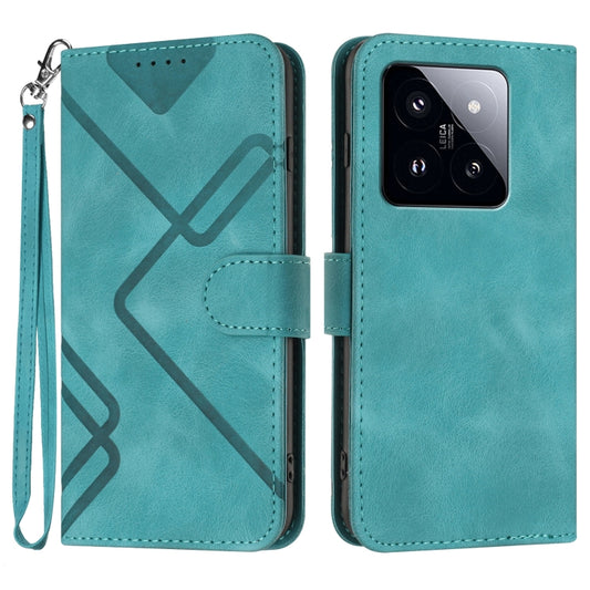 For Xiaomi 14 Pro Line Pattern Skin Feel Leather Phone Case(Light Blue) - 14 Pro Cases by PMC Jewellery | Online Shopping South Africa | PMC Jewellery | Buy Now Pay Later Mobicred