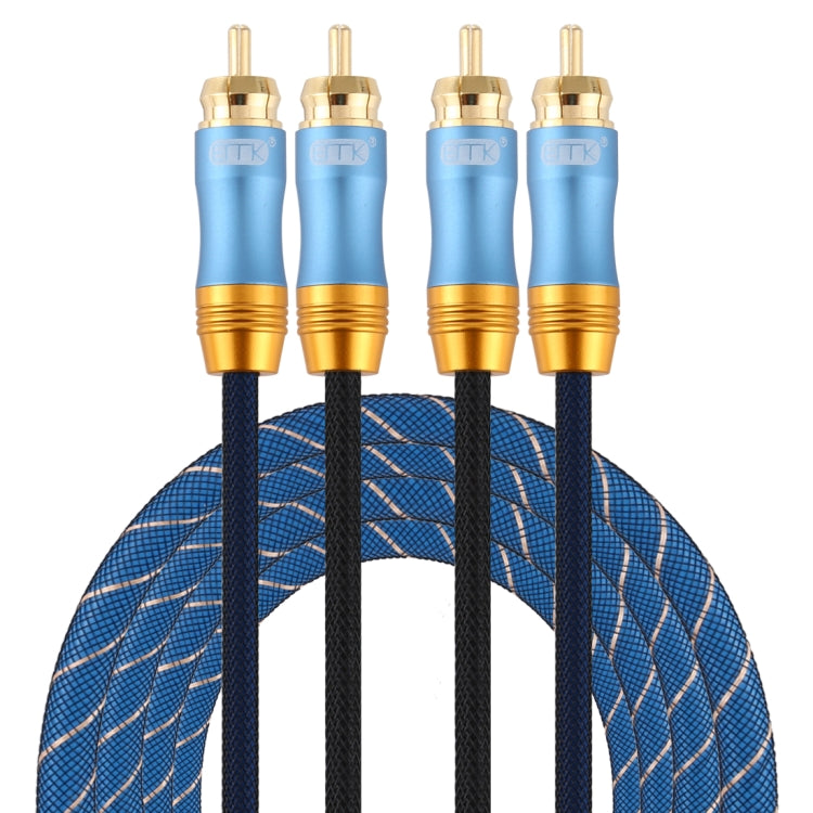 EMK 2 x RCA Male to 2 x RCA Male Gold Plated Connector Nylon Braid Coaxial Audio Cable for TV / Amplifier / Home Theater / DVD, Cable Length:2m(Dark Blue) - Audio Optical Cables by EMK | Online Shopping South Africa | PMC Jewellery | Buy Now Pay Later Mobicred