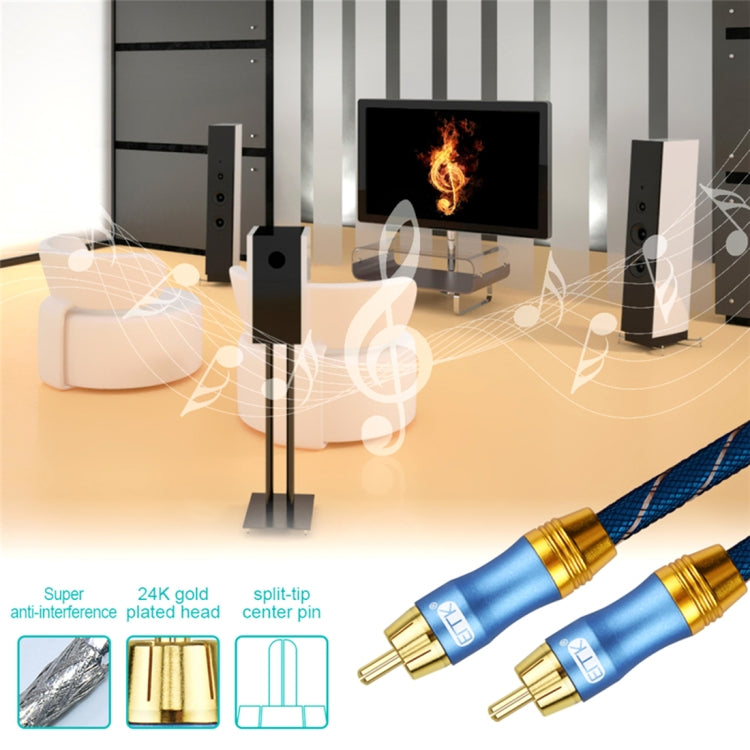 EMK 2 x RCA Male to 2 x RCA Male Gold Plated Connector Nylon Braid Coaxial Audio Cable for TV / Amplifier / Home Theater / DVD, Cable Length:5m(Dark Blue) - Audio Optical Cables by EMK | Online Shopping South Africa | PMC Jewellery | Buy Now Pay Later Mobicred