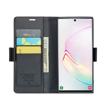 For Samsung Galaxy Note10+ CaseMe 023 Butterfly Buckle Litchi Texture RFID Anti-theft Leather Phone Case(Black) - Galaxy Phone Cases by CaseMe | Online Shopping South Africa | PMC Jewellery | Buy Now Pay Later Mobicred