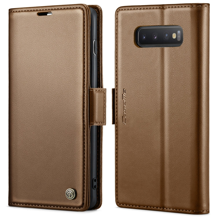 For Samsung Galaxy S10+ CaseMe 023 Butterfly Buckle Litchi Texture RFID Anti-theft Leather Phone Case(Brown) - Galaxy Phone Cases by CaseMe | Online Shopping South Africa | PMC Jewellery | Buy Now Pay Later Mobicred