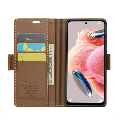 For Xiaomi Redmi Note 12 4G Global CaseMe 023 Butterfly Buckle Litchi Texture RFID Anti-theft Leather Phone Case(Brown) - Xiaomi Cases by CaseMe | Online Shopping South Africa | PMC Jewellery | Buy Now Pay Later Mobicred