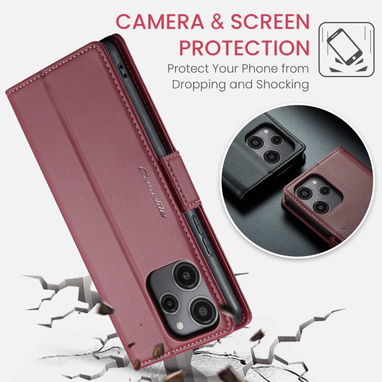 For Xiaomi Redmi 12 4G／12 5G／Note 12R／POCO M6 Pro 5G CaseMe 023 Butterfly Buckle Litchi Texture RFID Anti-theft Leather Phone Case(Wine Red) - Xiaomi Cases by CaseMe | Online Shopping South Africa | PMC Jewellery | Buy Now Pay Later Mobicred