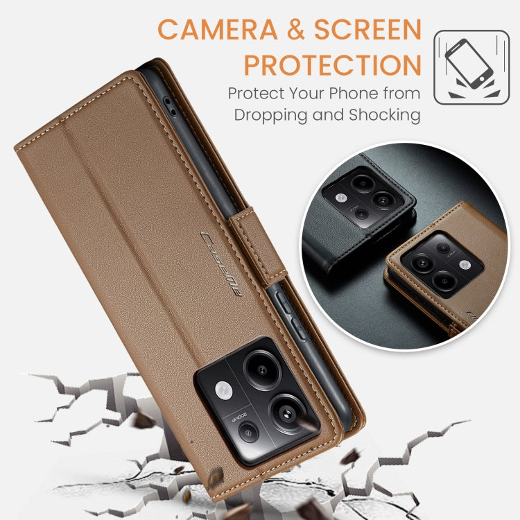 For Xiaomi Redmi Note 13 Pro 5G CaseMe 023 Butterfly Buckle Litchi Texture RFID Anti-theft Leather Phone Case(Brown) - Xiaomi Cases by CaseMe | Online Shopping South Africa | PMC Jewellery | Buy Now Pay Later Mobicred