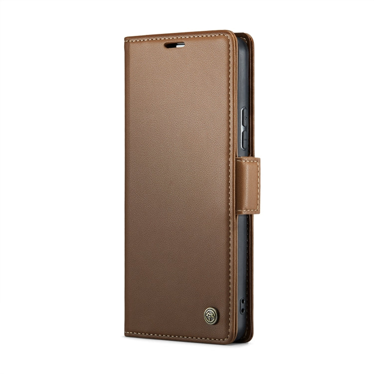 For Xiaomi Poco X6 5G CaseMe 023 Butterfly Buckle Litchi Texture RFID Anti-theft Leather Phone Case(Brown) - Xiaomi Cases by CaseMe | Online Shopping South Africa | PMC Jewellery | Buy Now Pay Later Mobicred