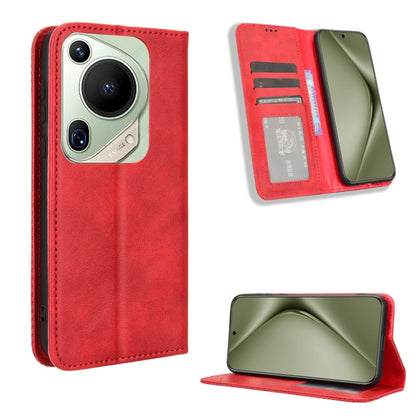 For Huawei Pura 70 Ultra Magnetic Buckle Retro Texture Leather Phone Case(Red) - Huawei Cases by PMC Jewellery | Online Shopping South Africa | PMC Jewellery | Buy Now Pay Later Mobicred