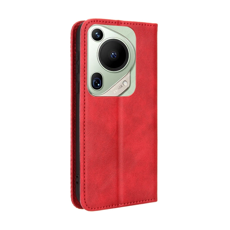 For Huawei Pura 70 Ultra Magnetic Buckle Retro Texture Leather Phone Case(Red) - Huawei Cases by PMC Jewellery | Online Shopping South Africa | PMC Jewellery | Buy Now Pay Later Mobicred