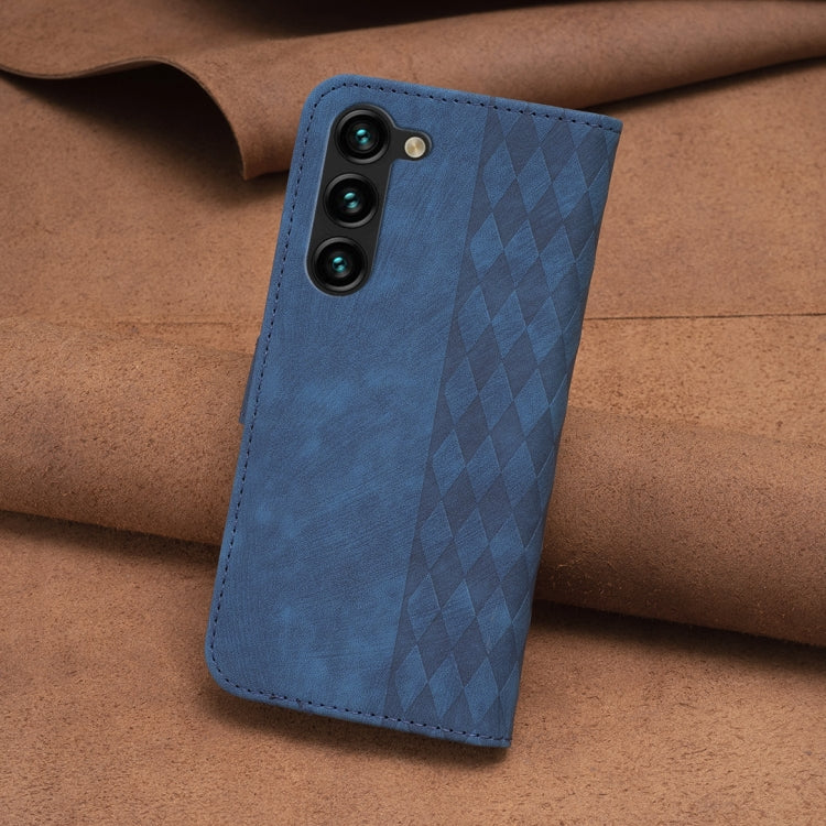 For Samsung Galaxy S24+ 5G Plaid Embossed Leather Phone Case(Blue) - Galaxy S24+ 5G Cases by PMC Jewellery | Online Shopping South Africa | PMC Jewellery