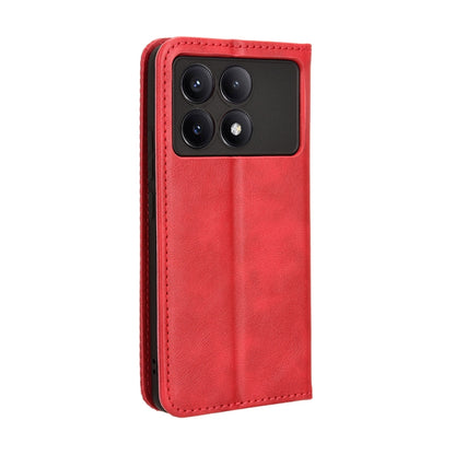 For Xiaomi Redmi K70E / Poco X6 Pro Magnetic Buckle Retro Texture Leather Phone Case(Red) - K70E Cases by PMC Jewellery | Online Shopping South Africa | PMC Jewellery | Buy Now Pay Later Mobicred