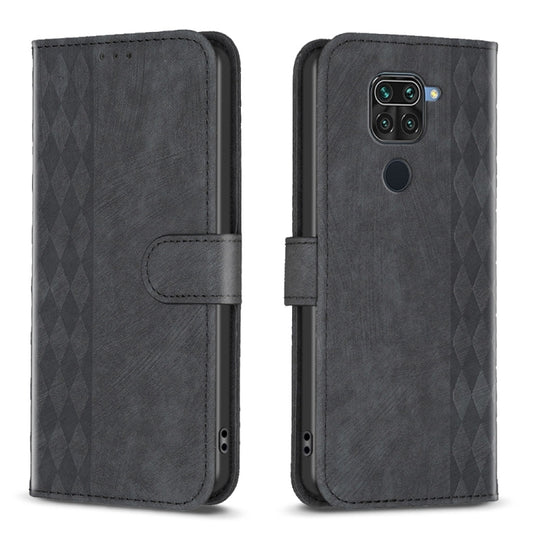 For Xiaomi Redmi Note 9 Plaid Embossed Leather Phone Case(Black) - Xiaomi Cases by PMC Jewellery | Online Shopping South Africa | PMC Jewellery | Buy Now Pay Later Mobicred